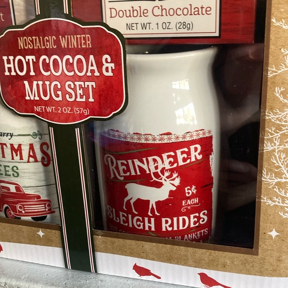 BNIB- Nostalgic Christmas Trees & Reindeer Rides Milk Jug Mugs & Hot Cocoa Set - Picture 4 of 15
